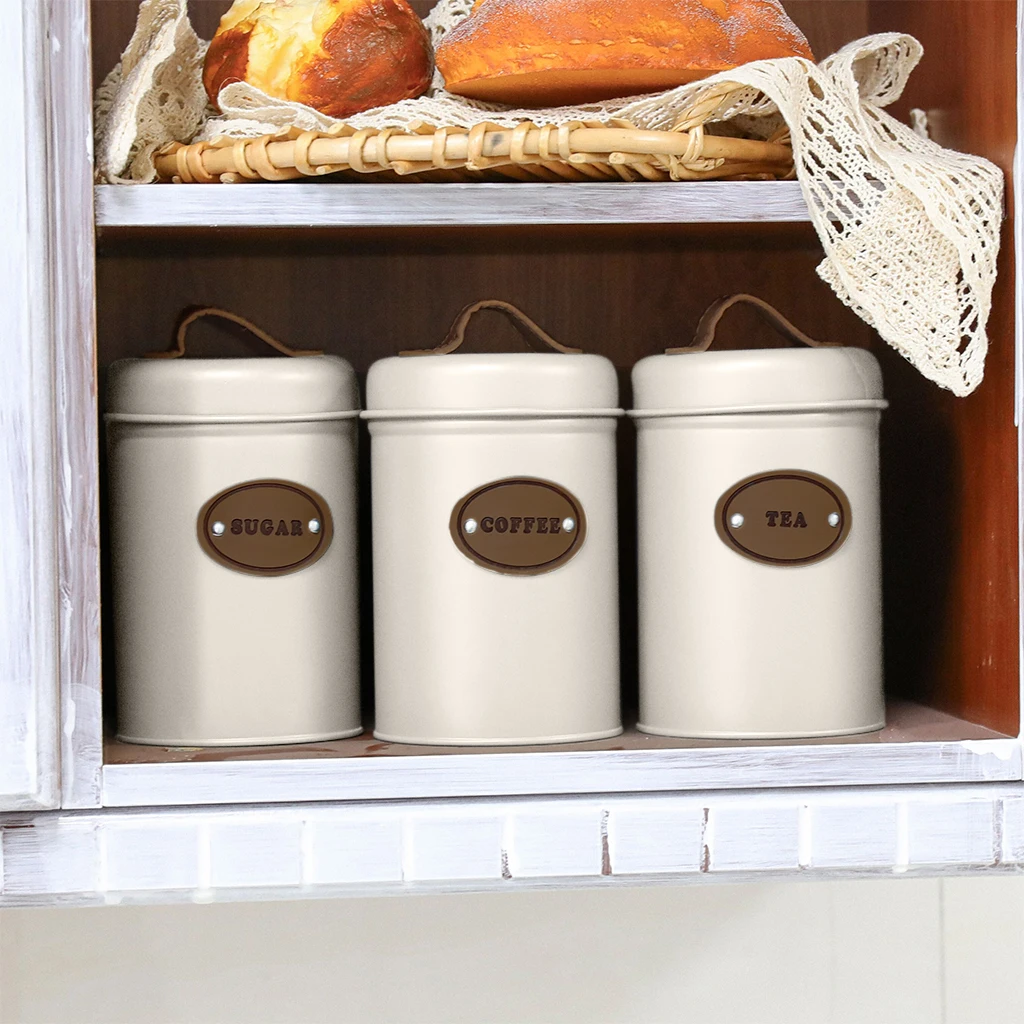 3Pcs Storage Canisters Durable Saving for Kitchen Canister Set