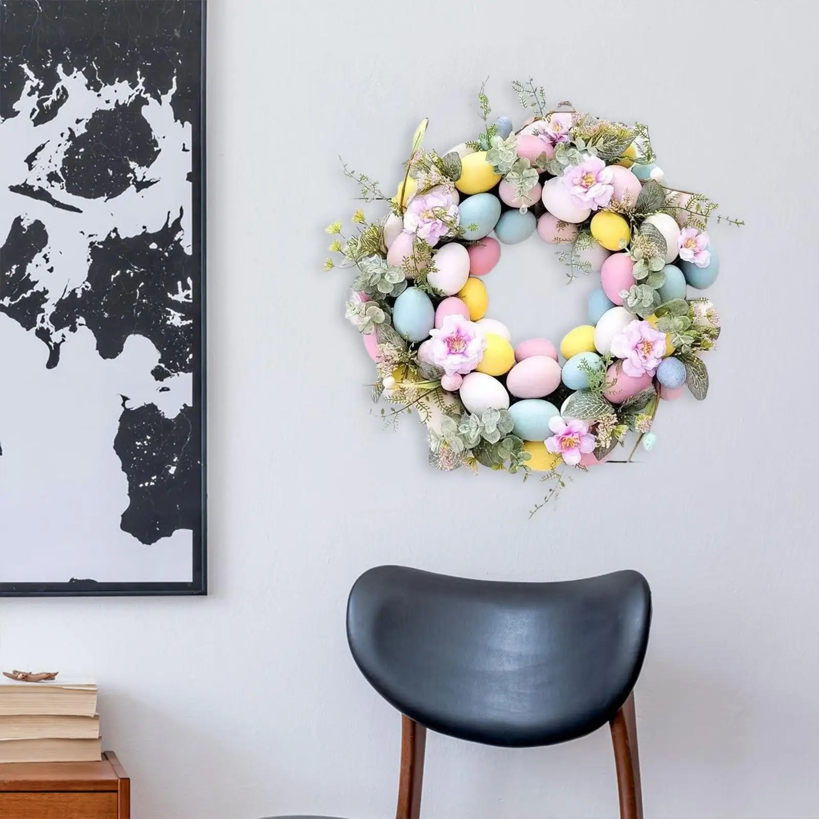 Artificial Easter Wreath Easter Decorations Ornament 45cm for Party Outside