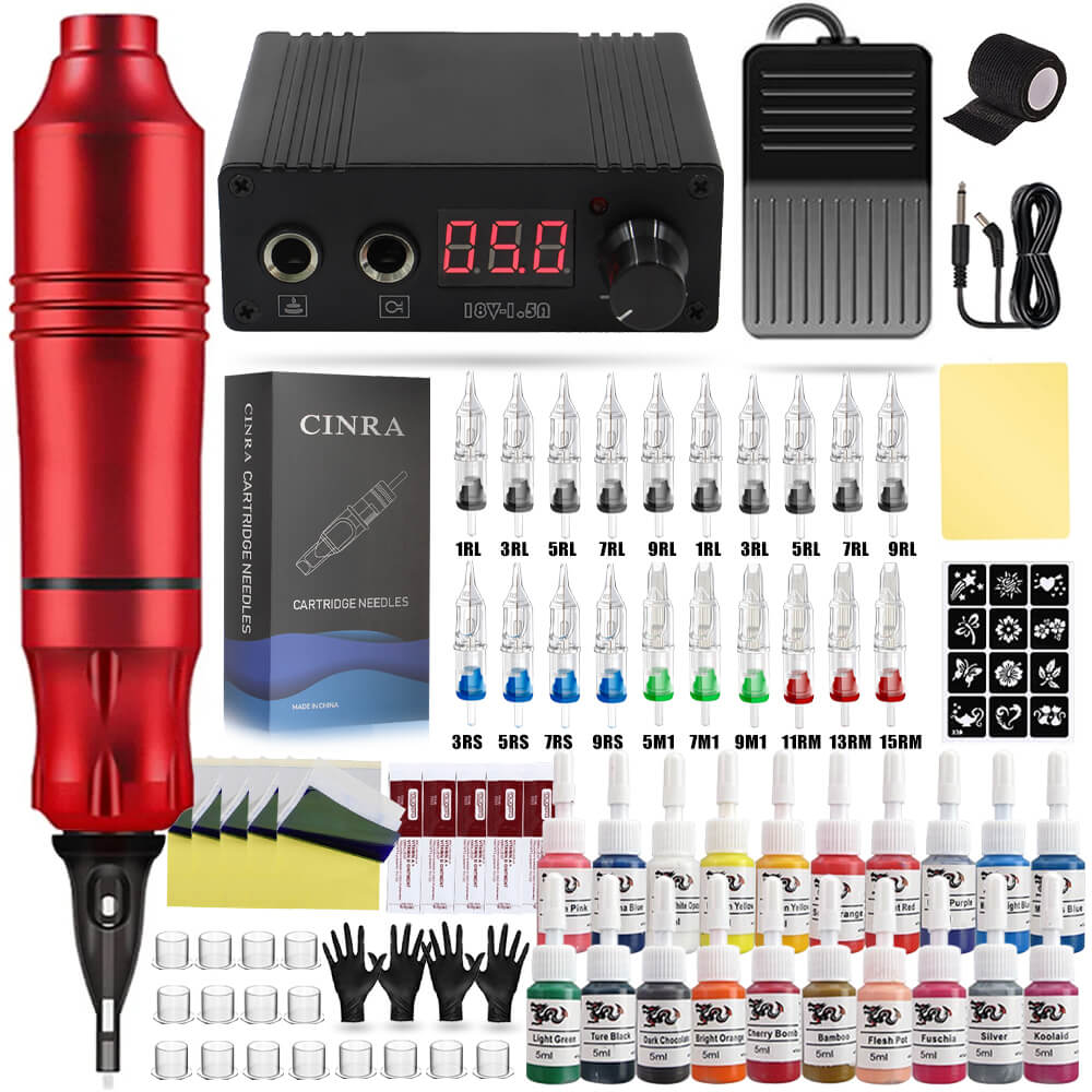 Best of Beginner Tattoo Kit Professional Rotary Tattoo Pen Set Power Supply Cartridge Needle Ink DC Interface Makeup Gun Complete Kit Reviews & Tips