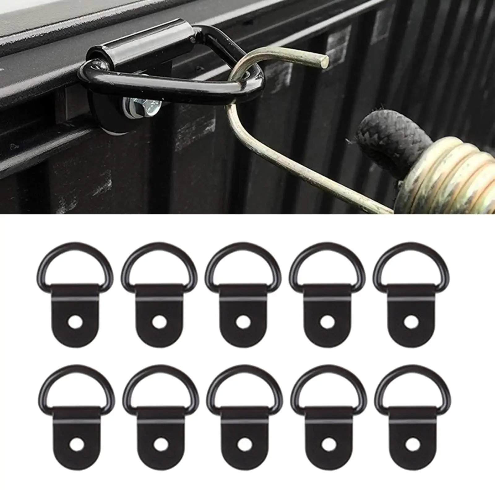 2x 10Pcs D Rings  Anchors, Stainless Steel Pull Hook Black Lashing    for Boats Loads on Case Truck Trailers
