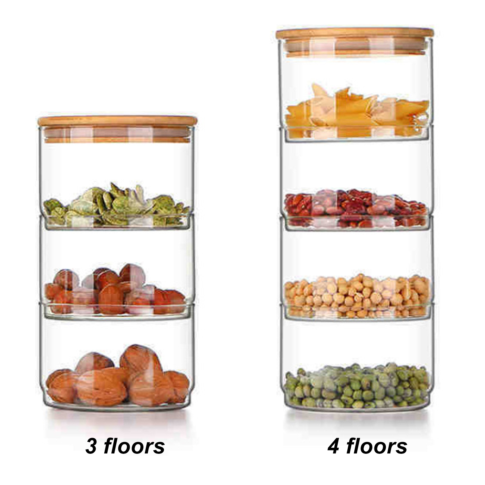 4-Tier Stackable Glass Jar