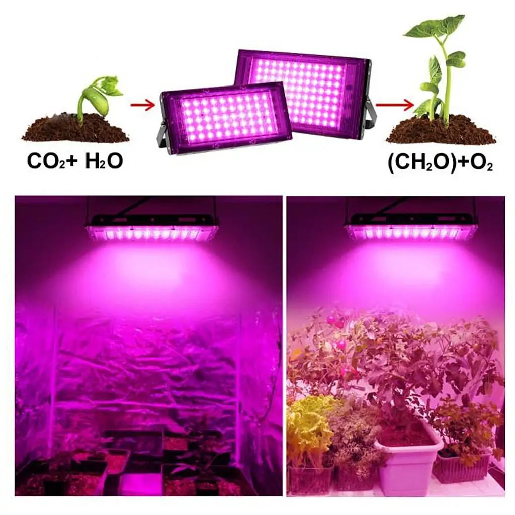 50W/100W LED Grow Light Full Spectrum Growing Lamp Plant Lighting for Hydroponic Indoor Plants Veg and Flower (EU)