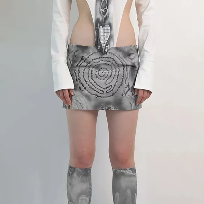 graphic mini skirt