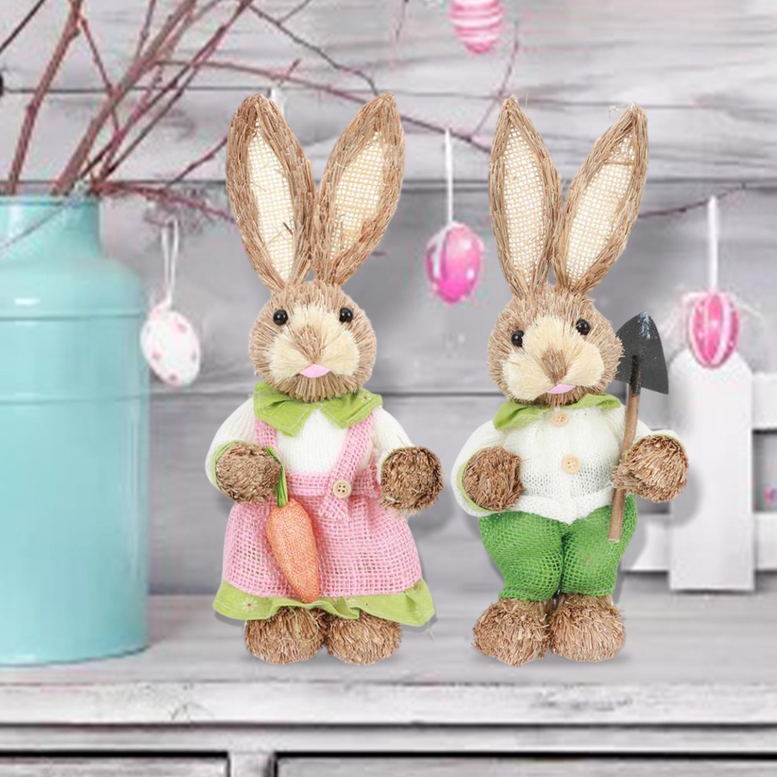 4 Easter Rabbit Decoration Bunny Figurines Photo Props Garden Indoor