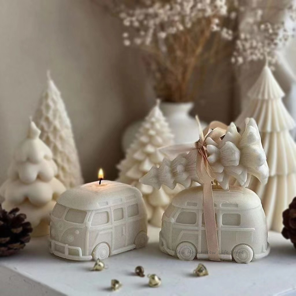 Description Picture 2 of itemVintage Retro Mini Car Candle Molds DIY Cartoon Car Scented Candle Making Handmade Creative Soap Van Candle Silicone Mold Decor