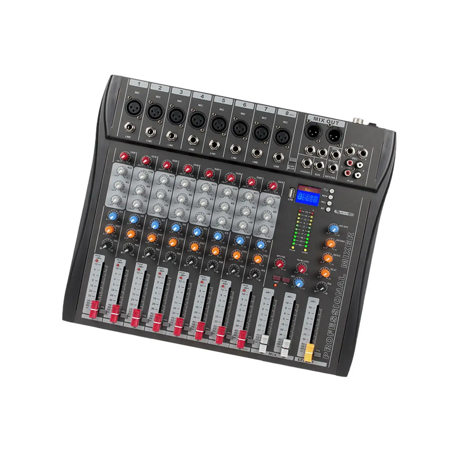 8 Channels Audio Mixer Digital Mixer EU Plug for Recording DJ Stage for Studio Recording Stable Transmission Durable Portable