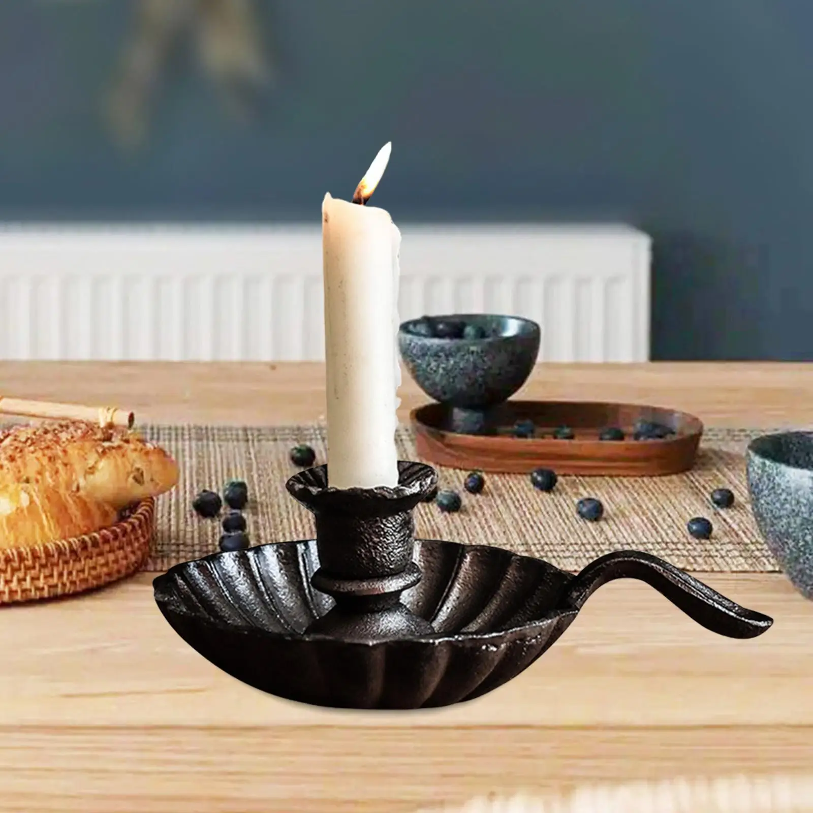 Iron Candle Holder with Handle Decorative Meditation Tea Light for Home Party Dresser