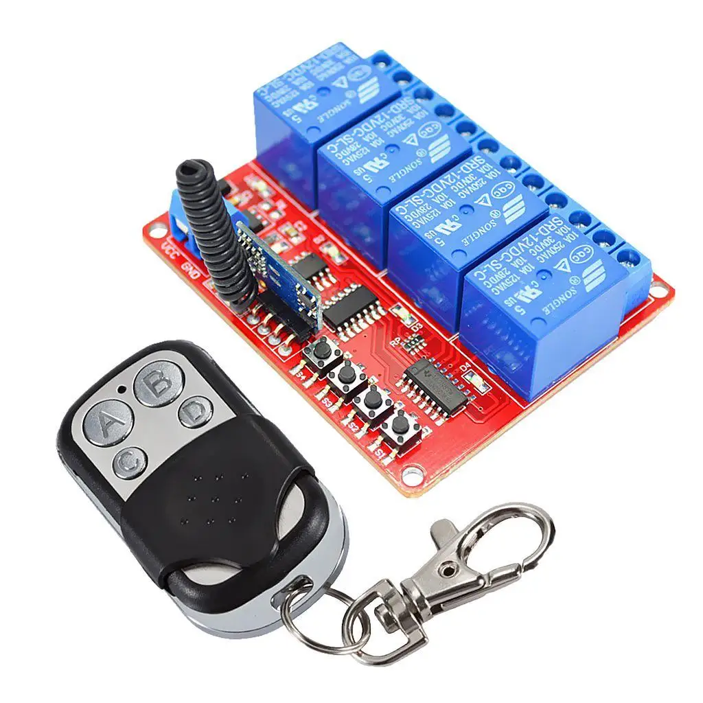 12V 4CH Relay Wireless Copy-Type Remote Control Lamp LED Switch Transceiver