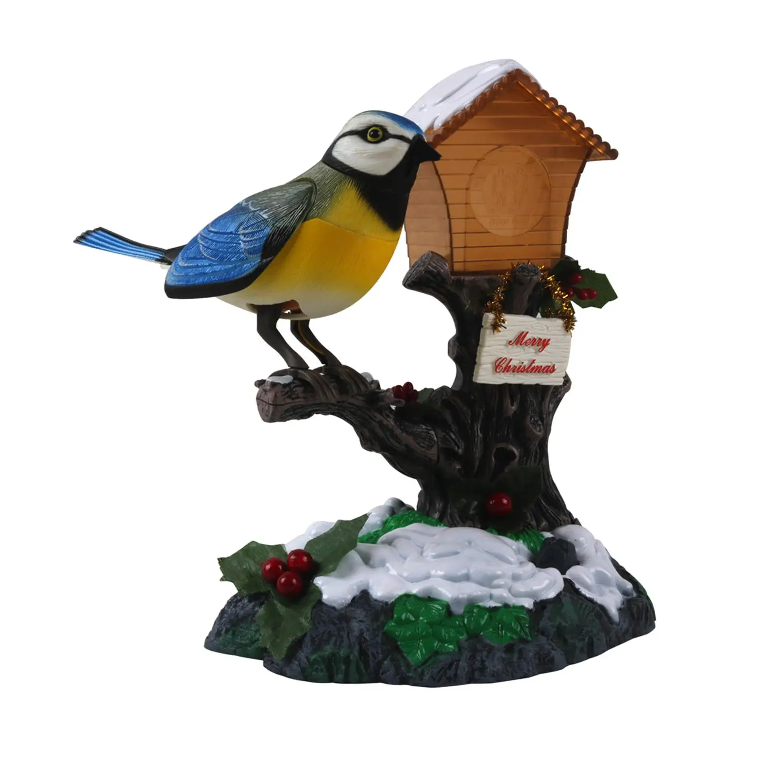 Battery Operated Talking Sound Control Bird Toy Creative Gift Sound Activated Chirping Bird for Party Office Decoration