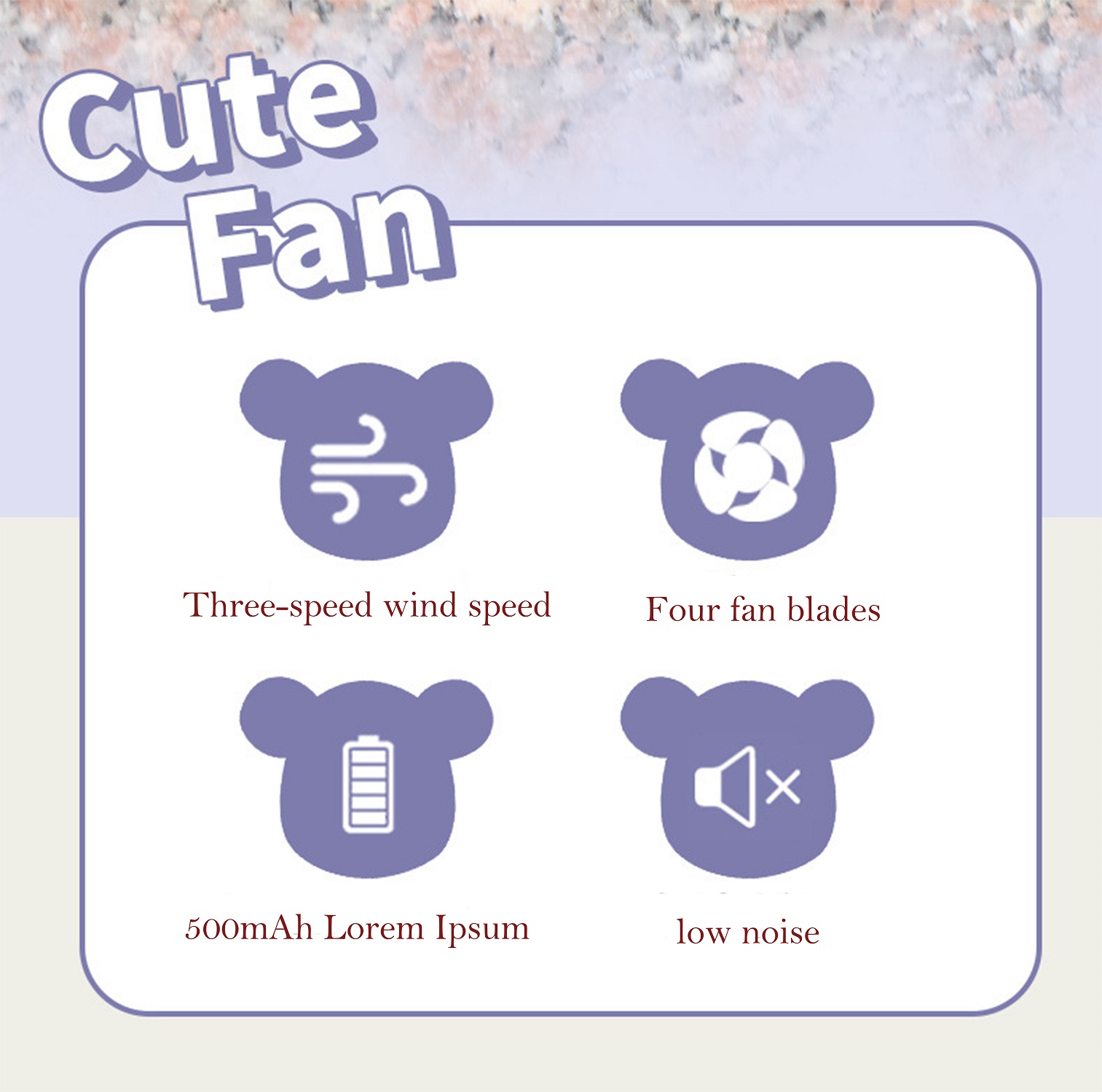 Title 4, Cute Cartoon Bear Fan USB Third Gear Rechargeab...