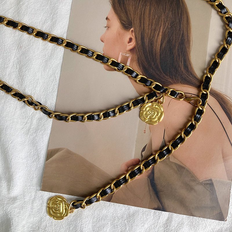 Taille Kette frauen 2023 Neue Kamelie Dekoration Kleinen Duftenden Stil Gürtel Trendy Vintage Waistchain – Detail 2