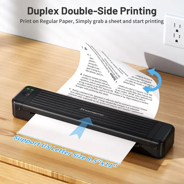  Phomemo P831 Portable Printers Wireless for Travel - 300 DPI  Bluetooth Thermal Printer Support 8.5x11 US Letter & A4 Regular Copy Paper,  Inkless Printer Compatible with Mobile & Laptop for Home