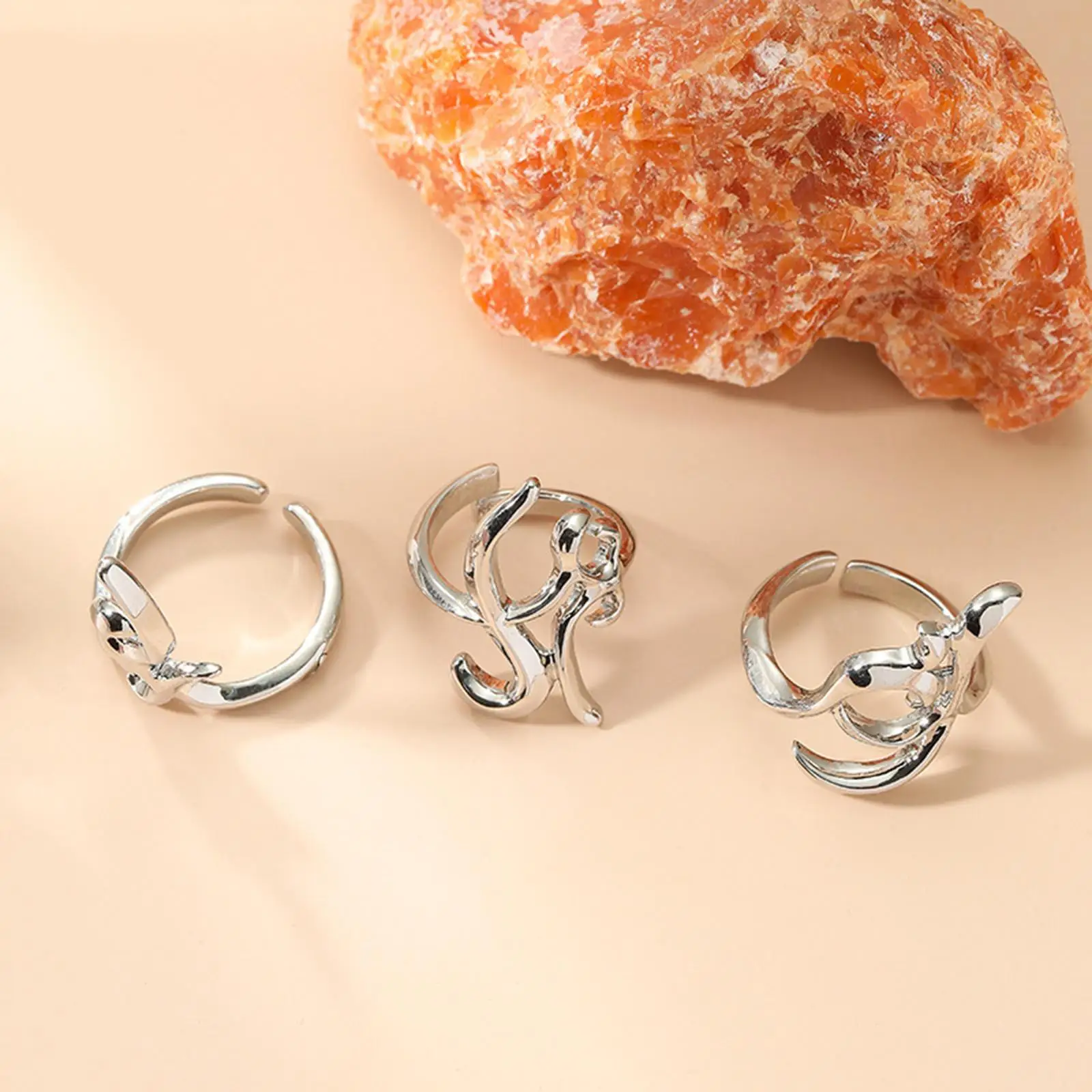 3Pcs Adjustable Fingernail Opening Rings for Women Nail Art Charms Jewelry