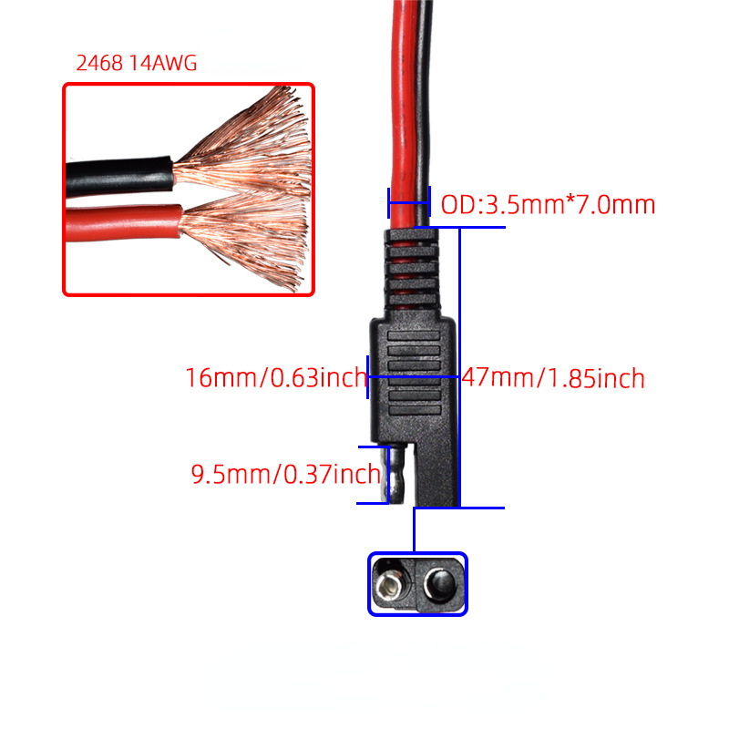 SAE Zu Weibliche Zigarette Leichter Kabel 14 AWG mit SAE Polarität Reverse Adapter Auto Ladegeräte Zigarette Leichter Zu SAE Kabel 30cm – Detail 3