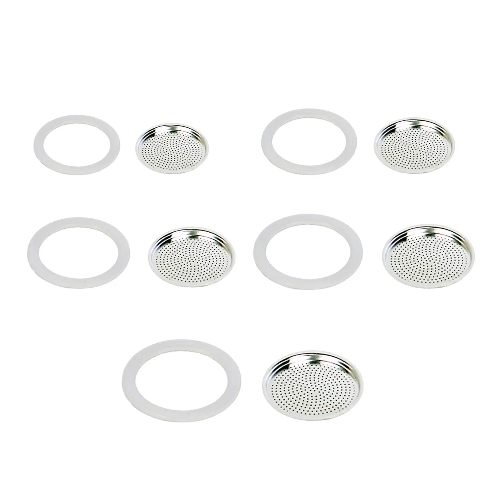 Gasket Seal Rings with Aluminum Filter, Flexible Washer Gasket, Portable Accessory Replacements for Moka Pot, Coffee Maker
