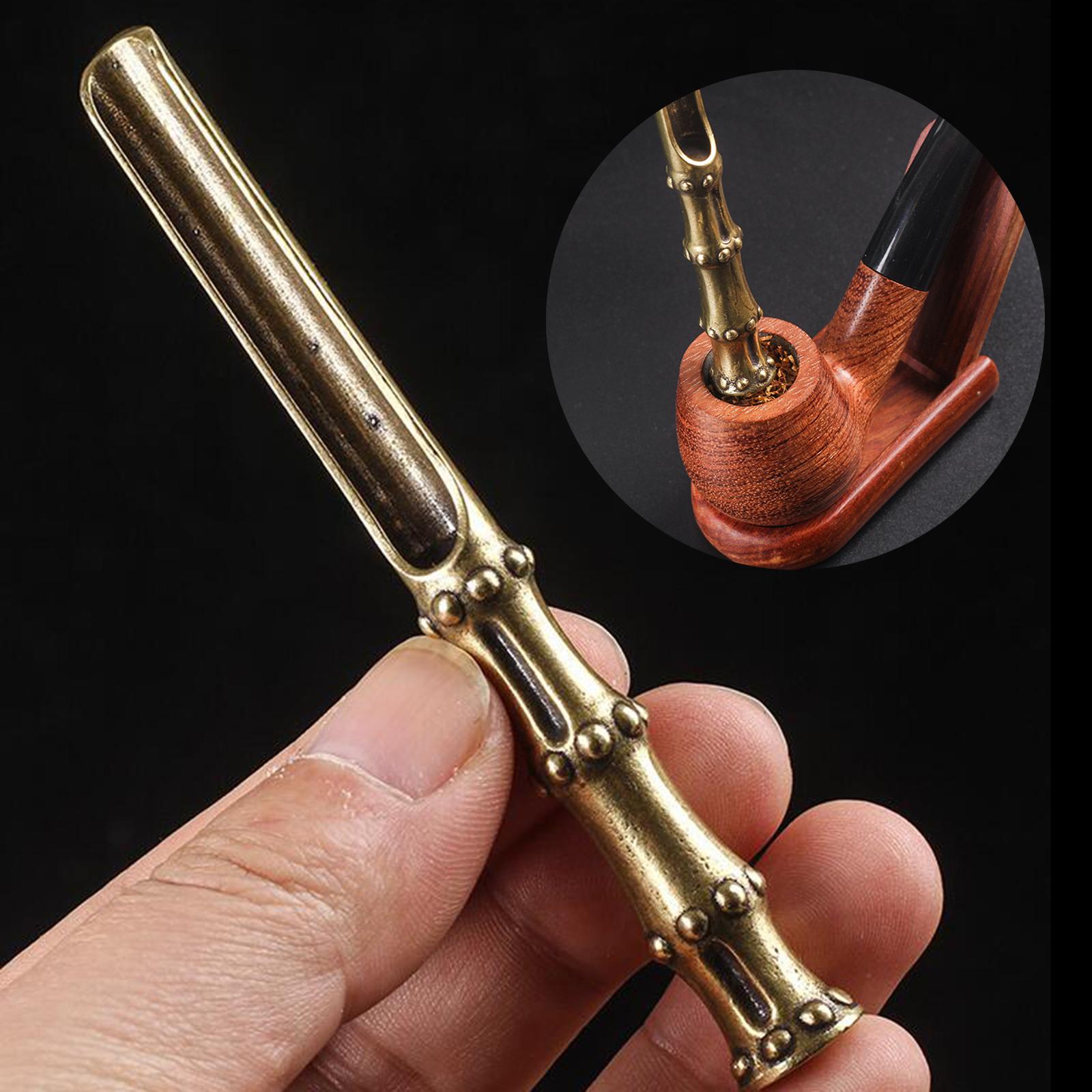 Retro Pipe Pressing Rod Multifunctional Carving Bamboo Design Copper Solid Grinding Cigarette Press Smoker Beginner