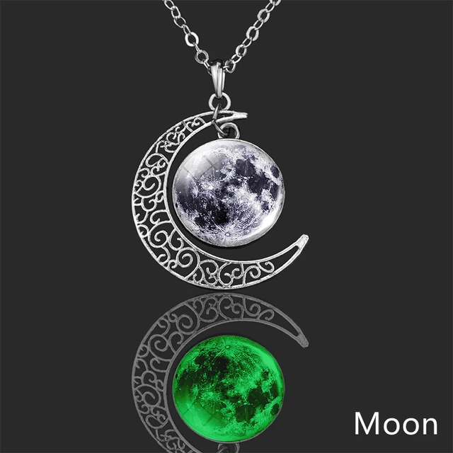 Glow in the Dark Galaxy Necklace 23 Images Glowing Space Locket Silver,  Rose Gold, Gold, Gunmetal Nebula Stars Solar System Glow Jewelry -   Norway