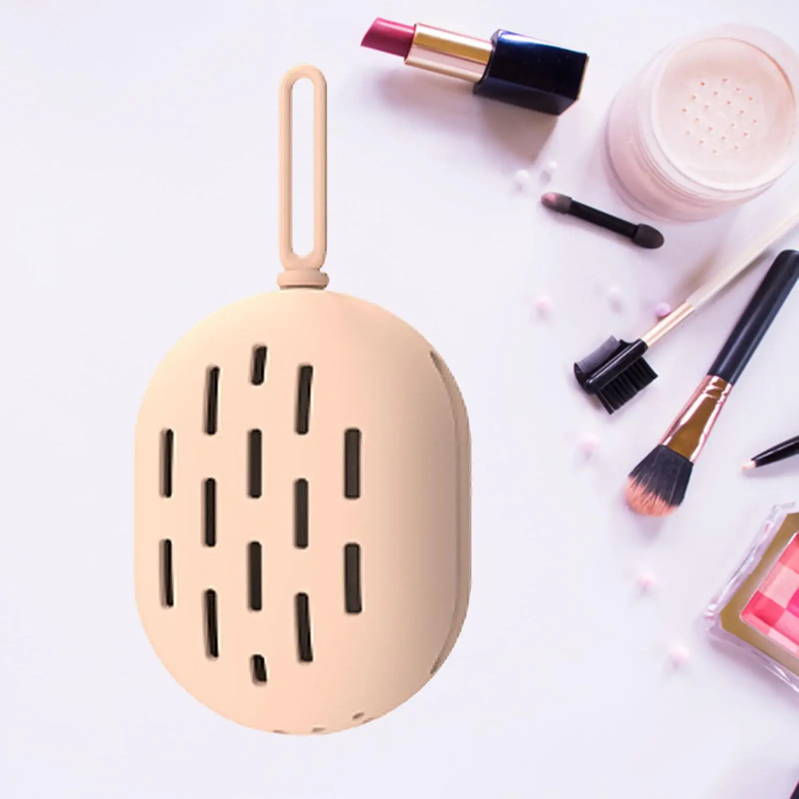 Silicone Makeup Sponge Holder Lanyard Design Double Side Hollow Breathable Makeup Blender Travel Case Dryer Rack for Women Girls
