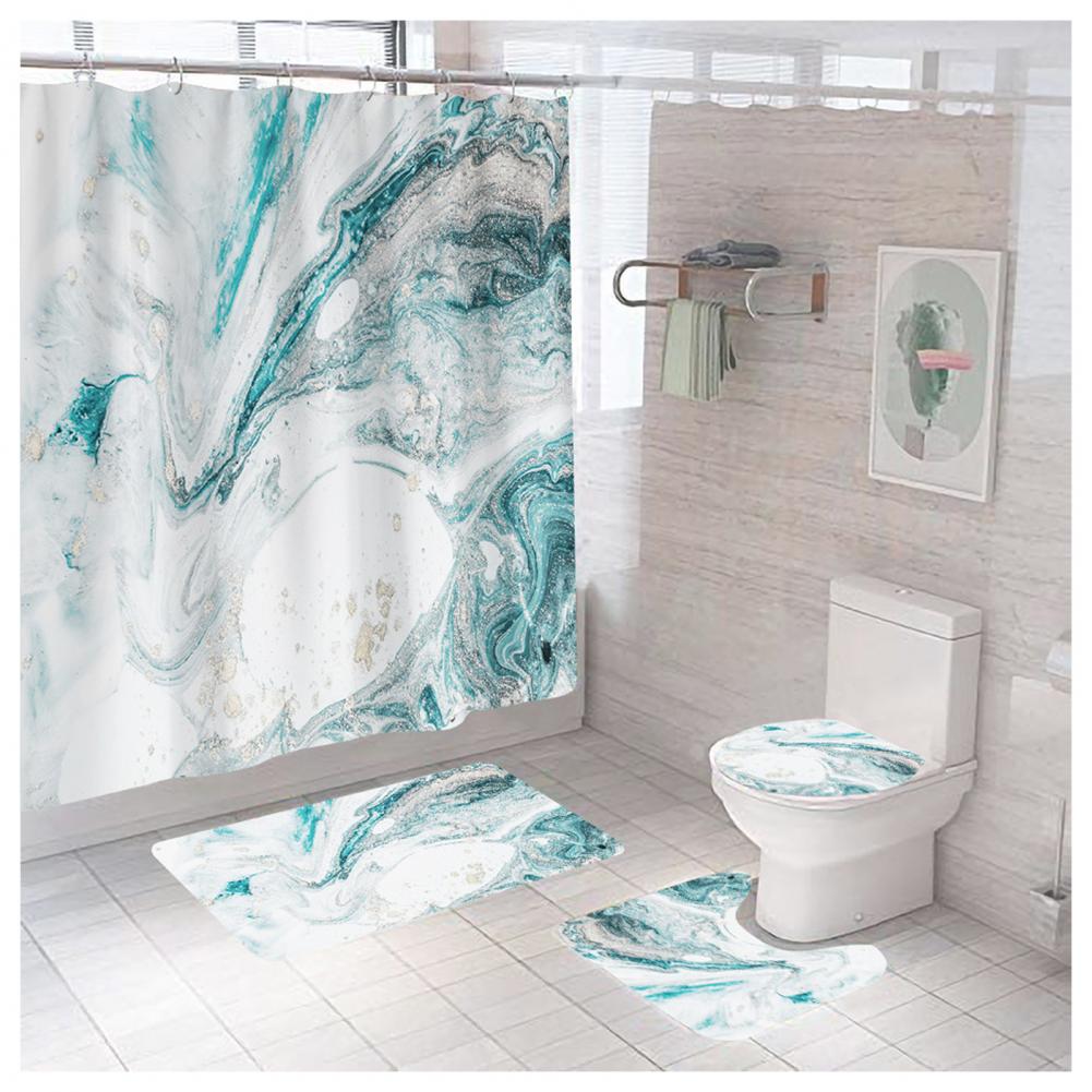 Modern Style Marble Polyester Shower Curtain Bathing display picture 14