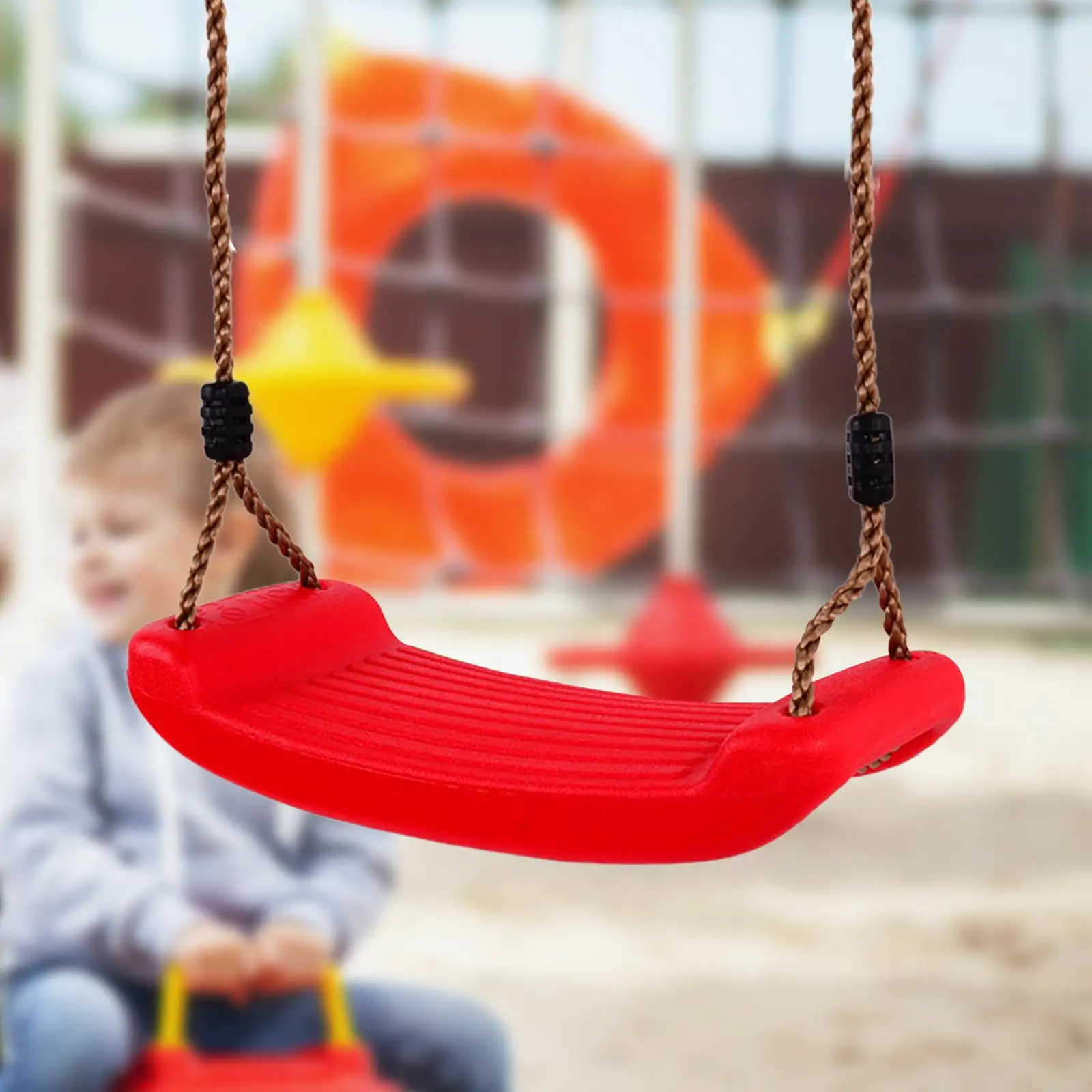 Hanging Seat Toys Flying Toy Garden Swing Kids with Height Adjustable Ropes Indoor Outdoor Toys Curved Board Kids Swing