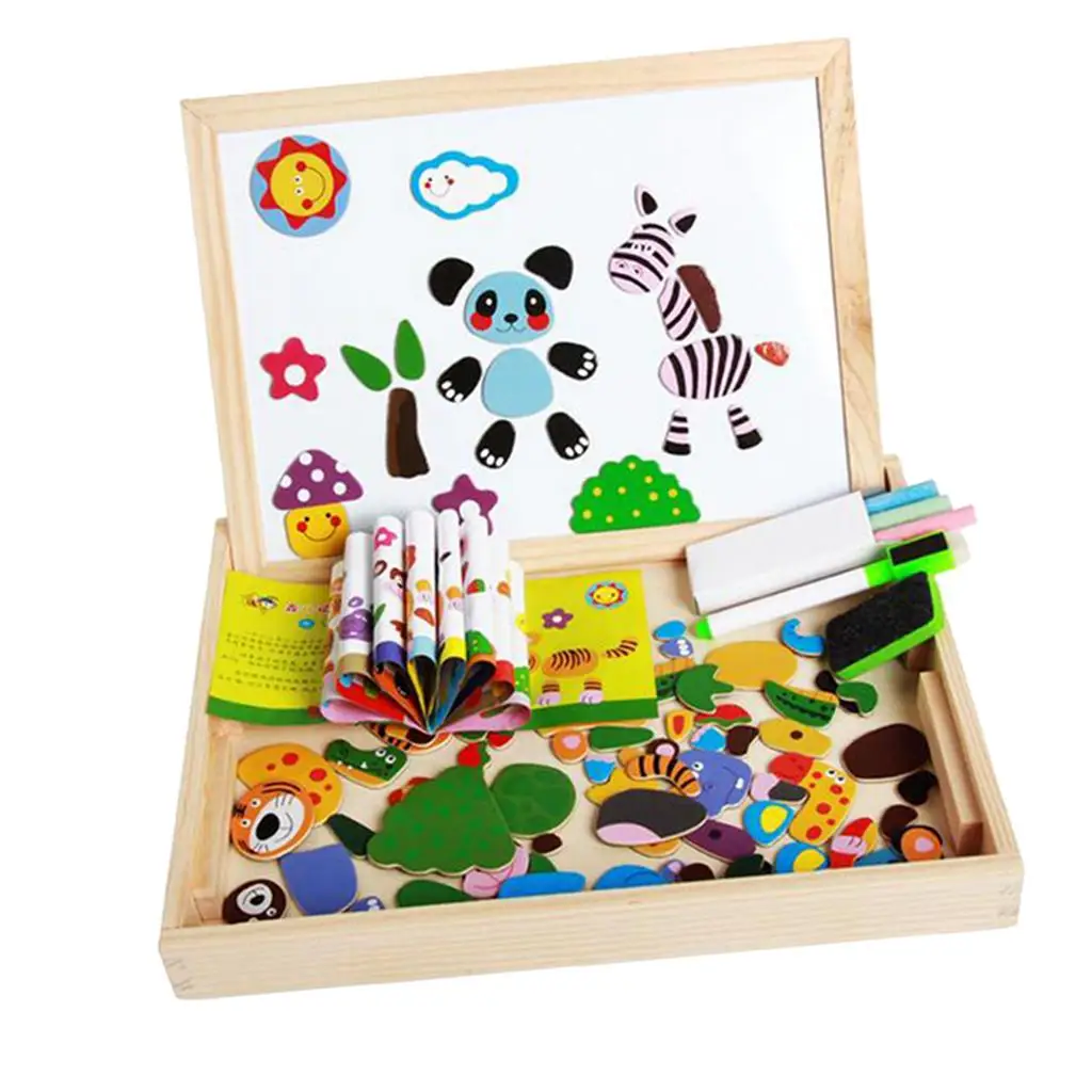 Kids Wooden Magnetic Drawing Board Jigsaw Puzzles Montessori Toys 