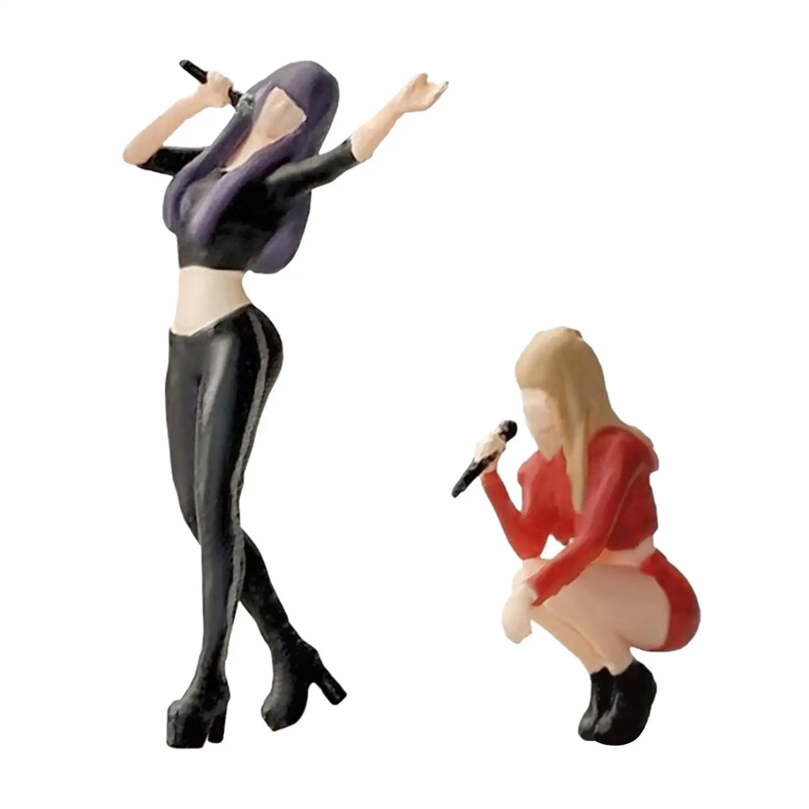1/64 Scale Singer Model Figures Ornament Movie Props Mini People Model Tiny People 1/64 Singing Figures Model Desktop Ornament