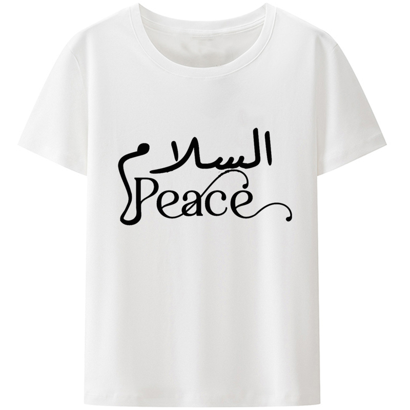 Salam Peace Arabic T Shirt Islamic Muslim Greeting Eid Mens Women Men Tee Fashion Letters Print Tops Ropa Hombre Camisetas