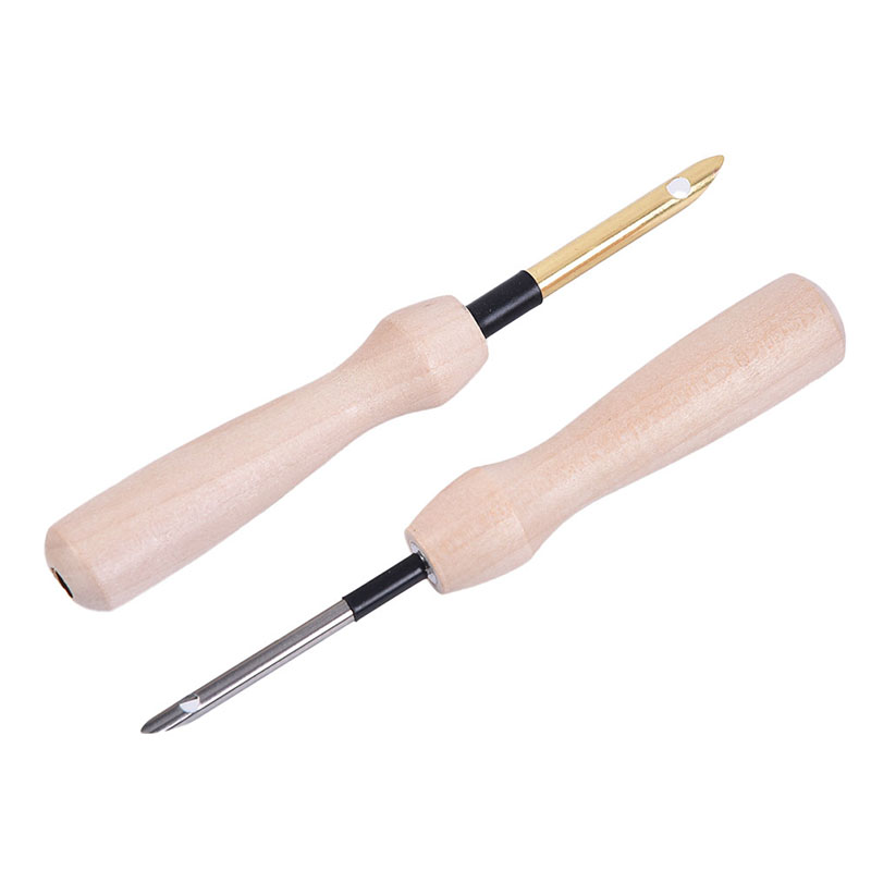 Description Picture 3 of item1pc Knitting Embroidery Pen Weaving Felting Craft Punch Needle Threader Wooden Handle DIY Tool Sewing Accessories