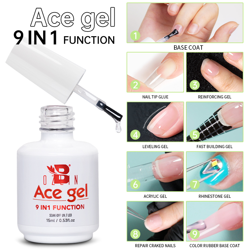 Best of BOZLIN 15ML 9-in-1 Nail Glue Gel Nail Polish Thickness Rubber Base Transparent Semi Permanent Function UV Gel Soak Off Nail Art Reviews & Tips