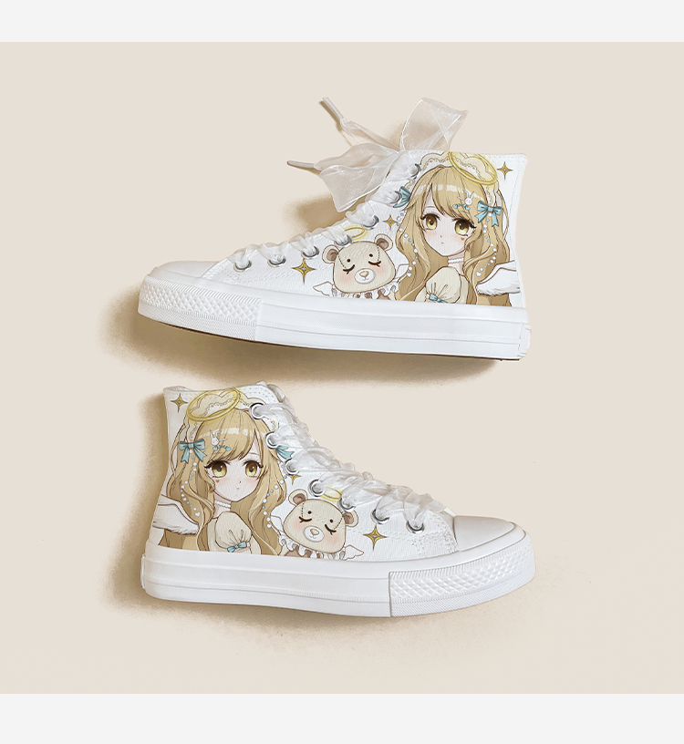 Amy und Michael Lolita Schuhe Schöne Mädchen Studenten High Top Handbemalte Canvas Sneakers Atmungsaktive Kawaii Frauen Casual Trainer – Detail 5