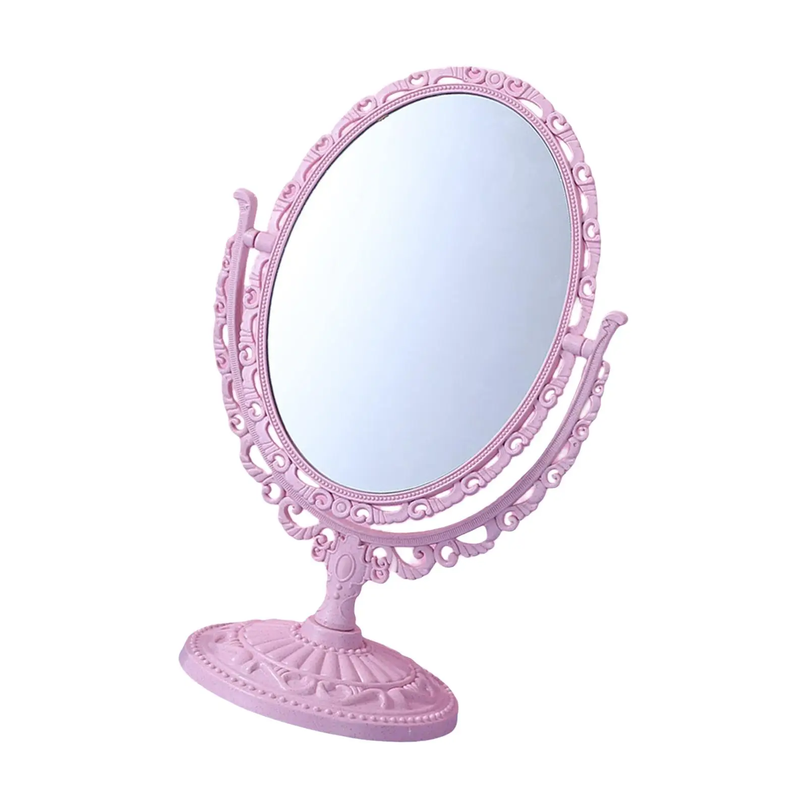 Desktop Makeup Mirror 360 Degree Rotation European Style Retro Cosmetic Mirror Vanity Mirror for Countertop Bathroom Desk Girls