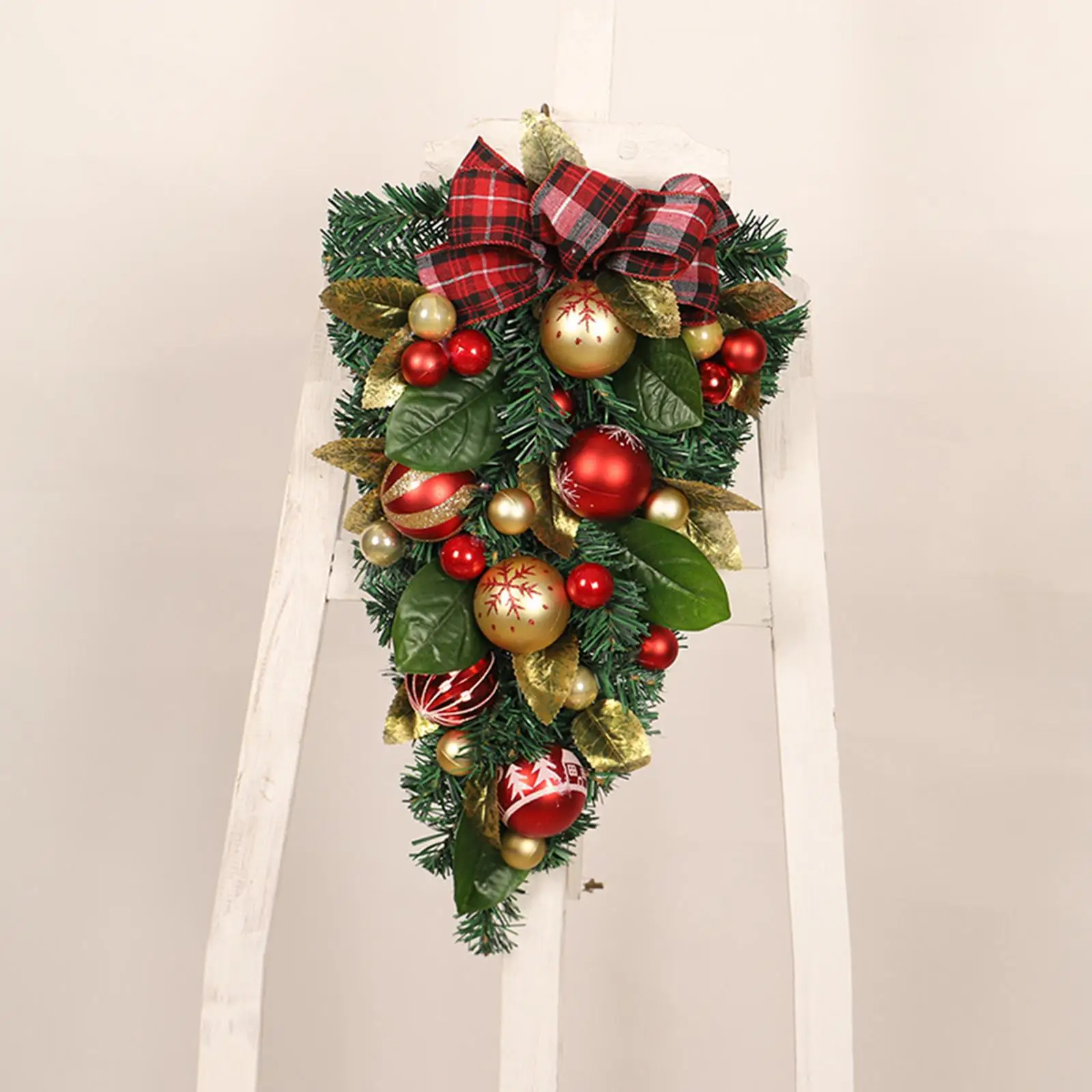 20 inch Winter Artificial Christmas Teardrop Wreath Swag Garland for Festival