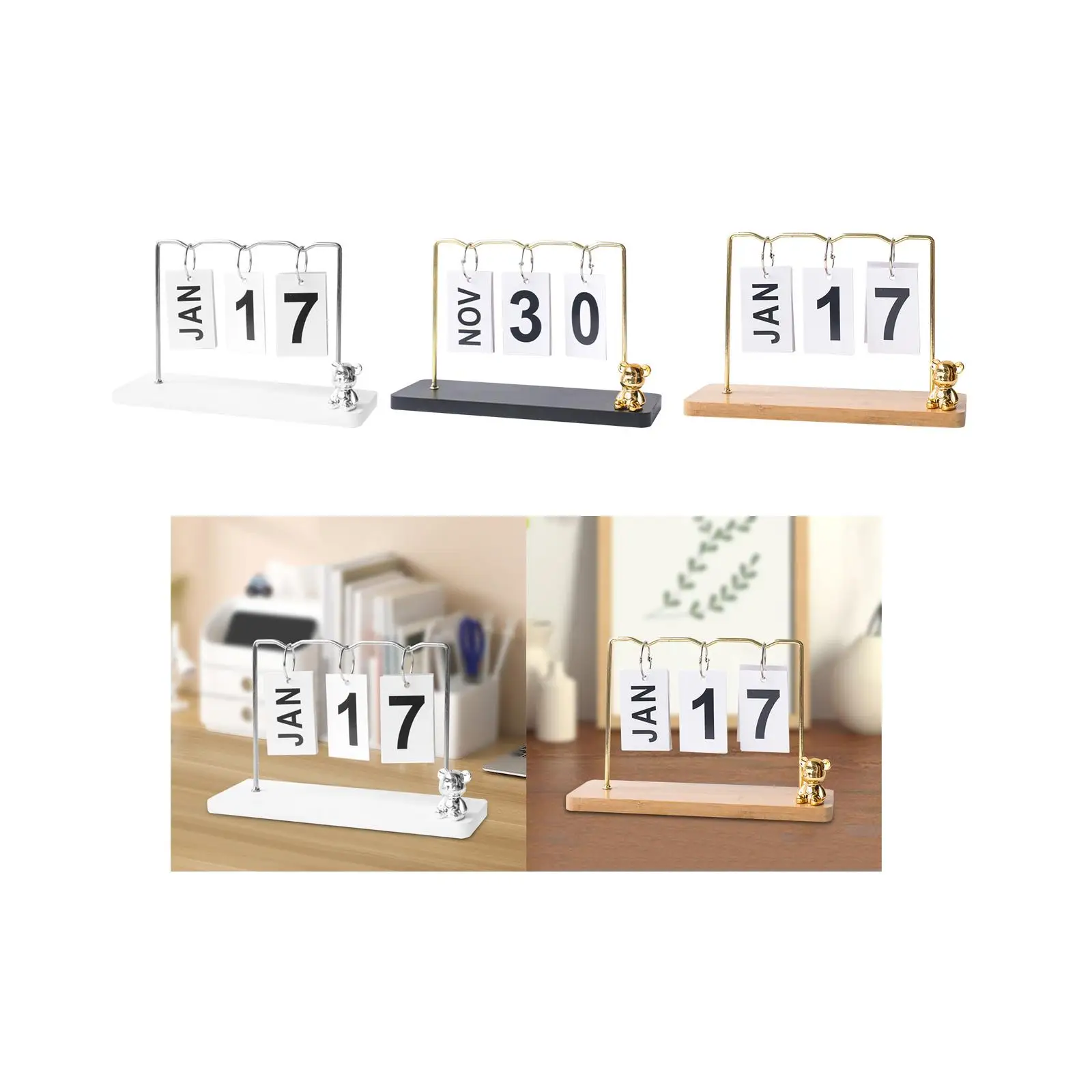 Perpetual Flip Calendar Home Decor Desk Calendar Standing Flip Calendar for Living Room Classroom Bedroom Teachers Dining Room