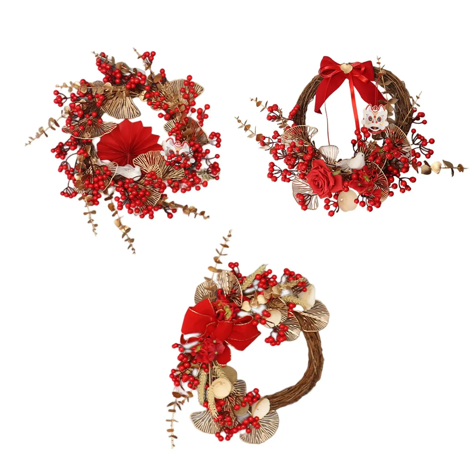 Decorative Red  Wreath  Handmade Novelty Winter Wreath Garland  Party 