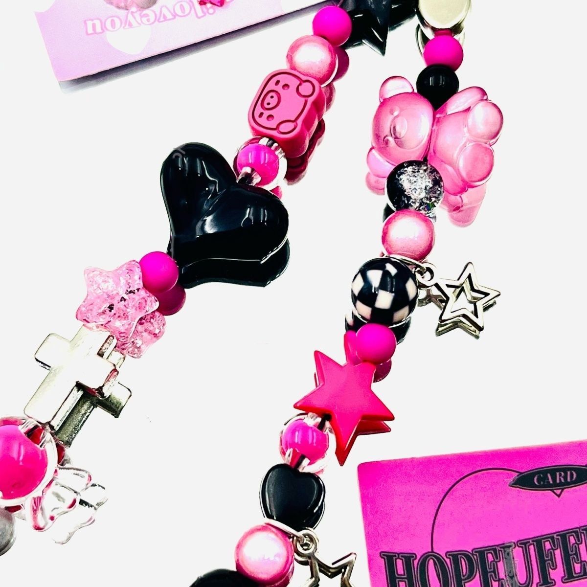 Original Y2K Magenta Bär Stern Anhänger Telefon Charms Strap CCD Kamera Lanyard Schlüsselbund Süße Coole Mädchen Armband Schmuck Geschenk – Detail 4