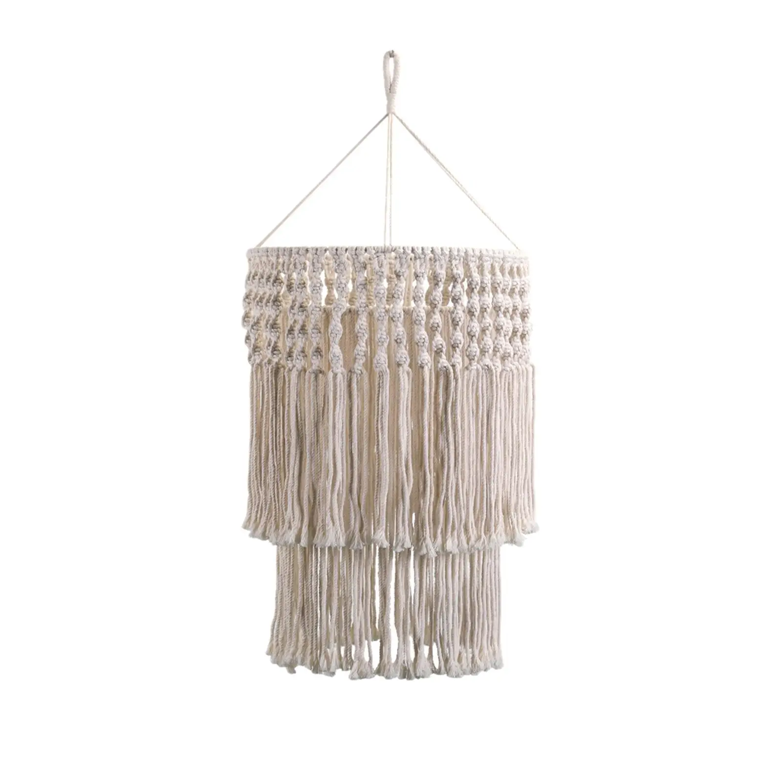 Nordic Macrame Tassel Lamp Shade Handmade Woven Bohemian Chandelier Lampshade Hanging Pendant Light Cover for Bedroom Decoration