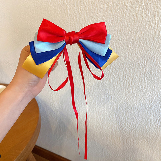 Women Girls Red Big Bow Hairpin Clip Kids Bow Tassel Ribbon Hair Card Cute  Sweet Snow White Hair Clips Headwear Hair Accessories