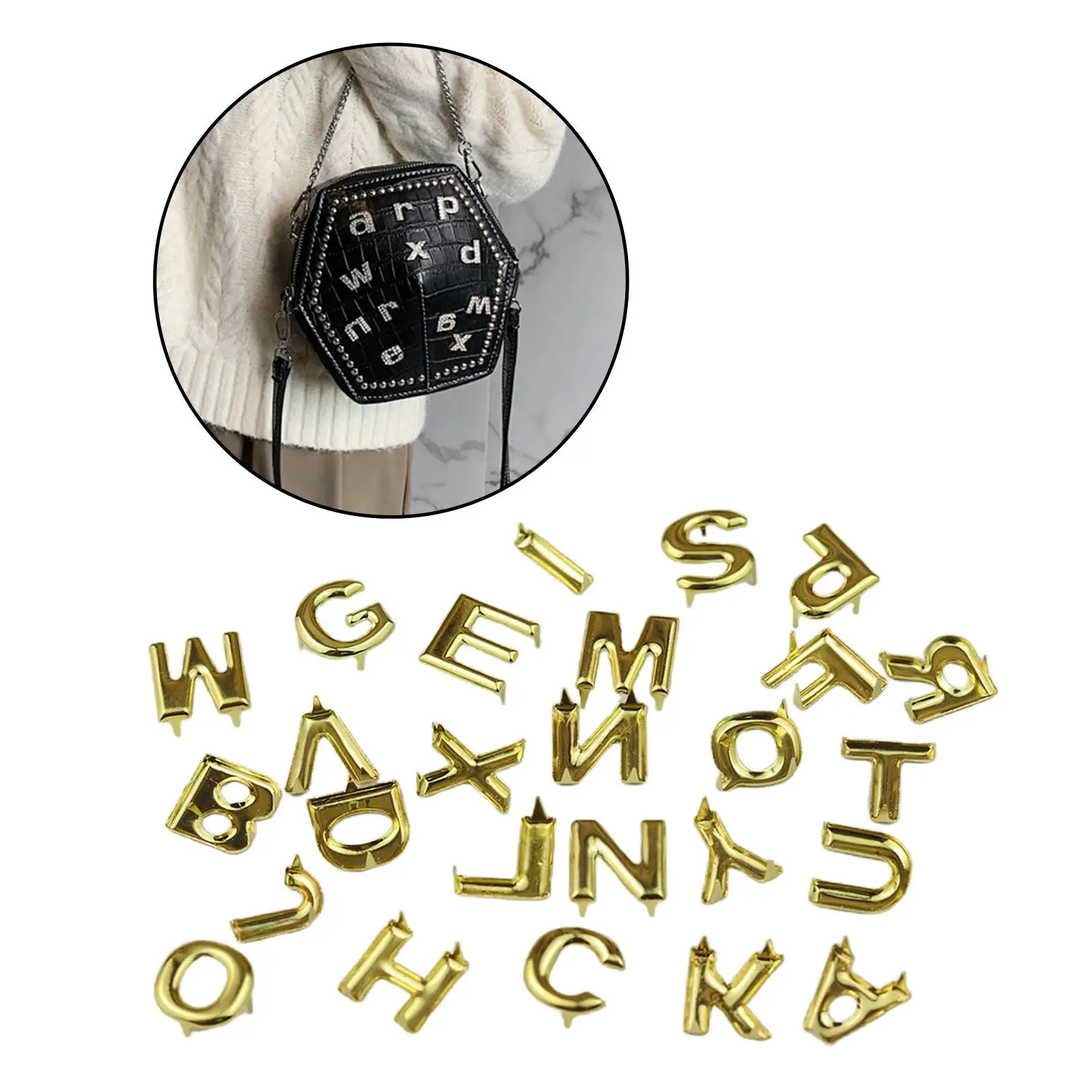 26 Pieces Metal Alphabet Letters A - Z Spike Claw Studs Rock Punk Garment Rivets