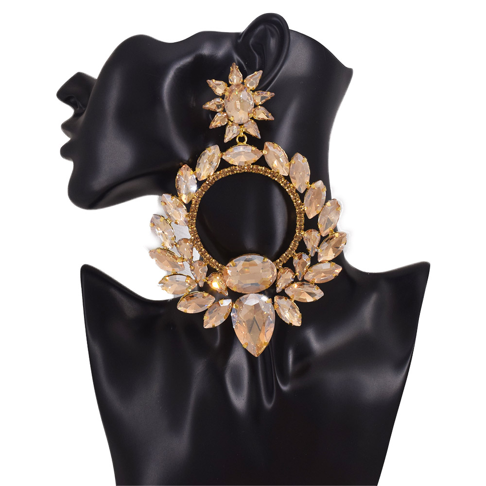Strass SS28 Dazzling17CM Lange Quaste Clip auf Ohrring für Frauen Schmuck Kristall AB Große Größe Zubehör für Drag Queen – Detail 12