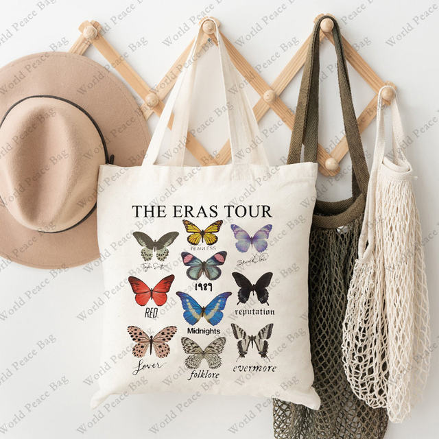 The Eras Tour Butterfly Print Canvas Hand Luggage Stylish Taylor Merch Shoulder Bag Canvas Tote Bag Reusable Shopping Bag AliExpress