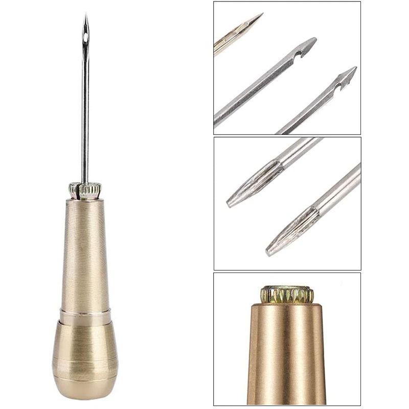 Description Picture 4 of itemLeather Sewing Kit DIY Leather Sewing Awl Needle with Copper Handle Set Leather Canvas Tent Shoes Repairing Tool Nylon Thread