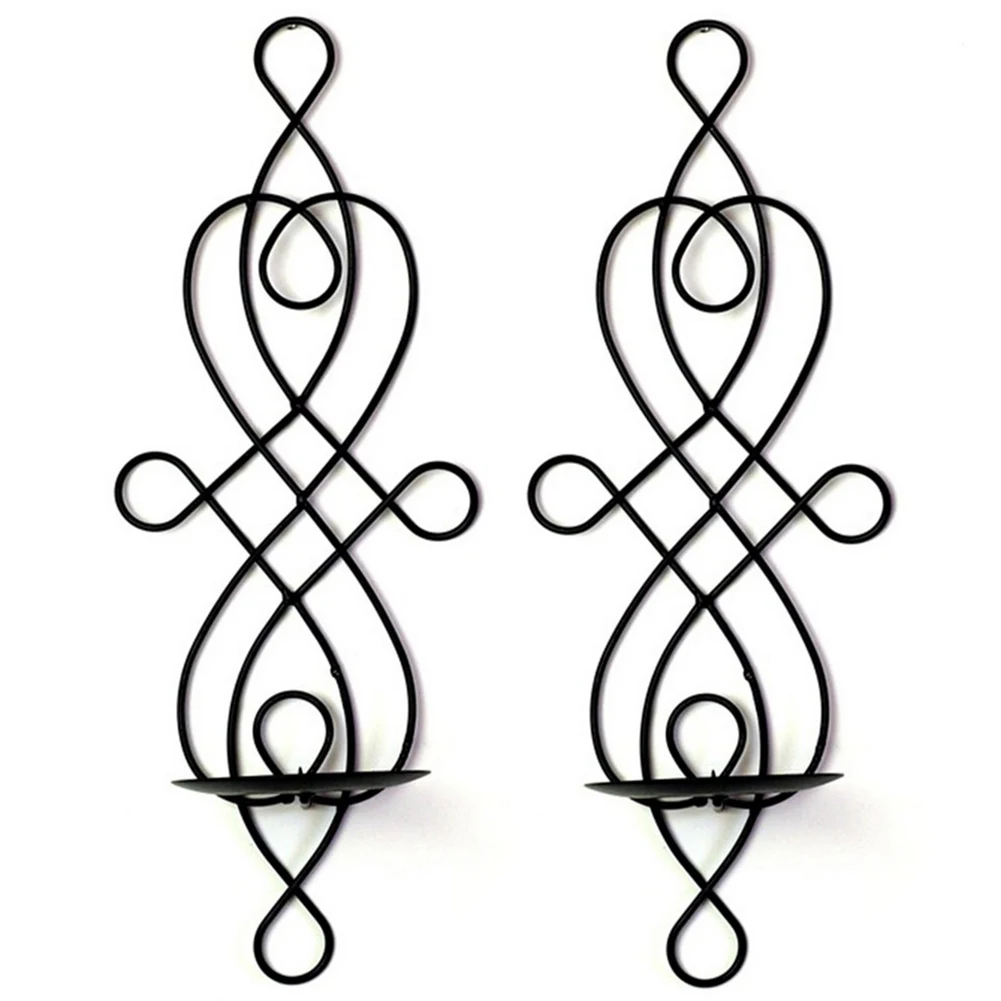 2pcs Iron Wall Sconces for Candles - Metal Party Wedding Home Dinner Decoration Candlestick Pastoral Vintage Candle Stand