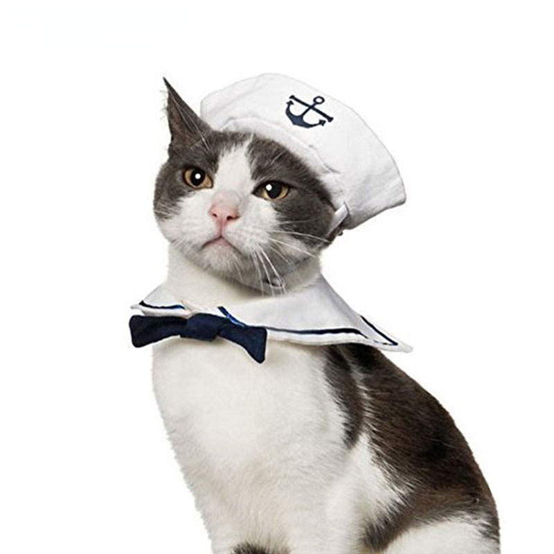 Funny Pet Cat Costumes Navy Sailor 