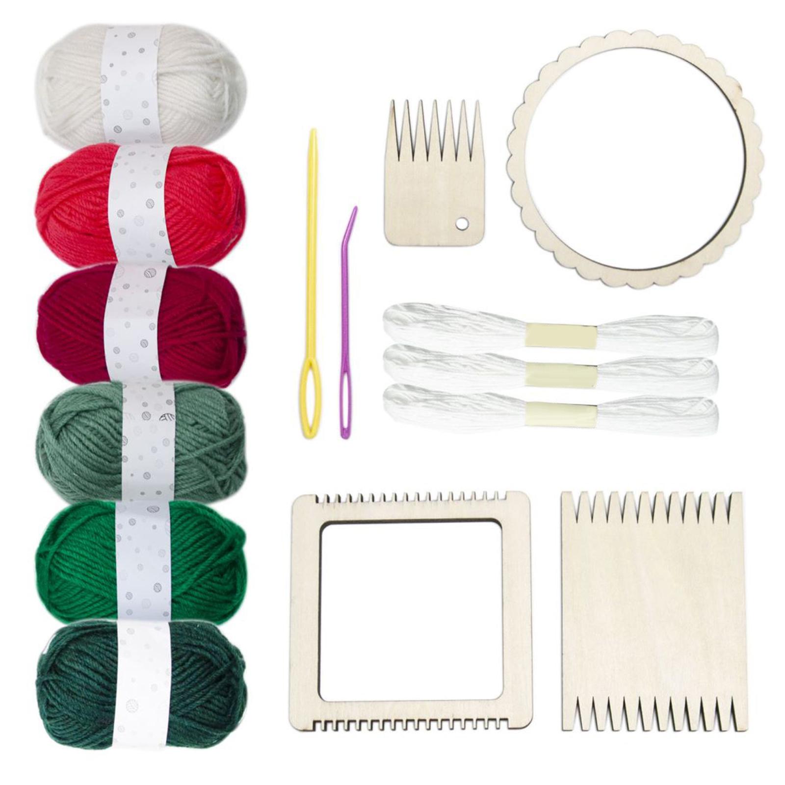 Weaving Kit Fitments with Yarn Easy to Use Weaving Needles and Tool Wooden for Tapestries Home Teapot Mat Pendant Weaving Adults