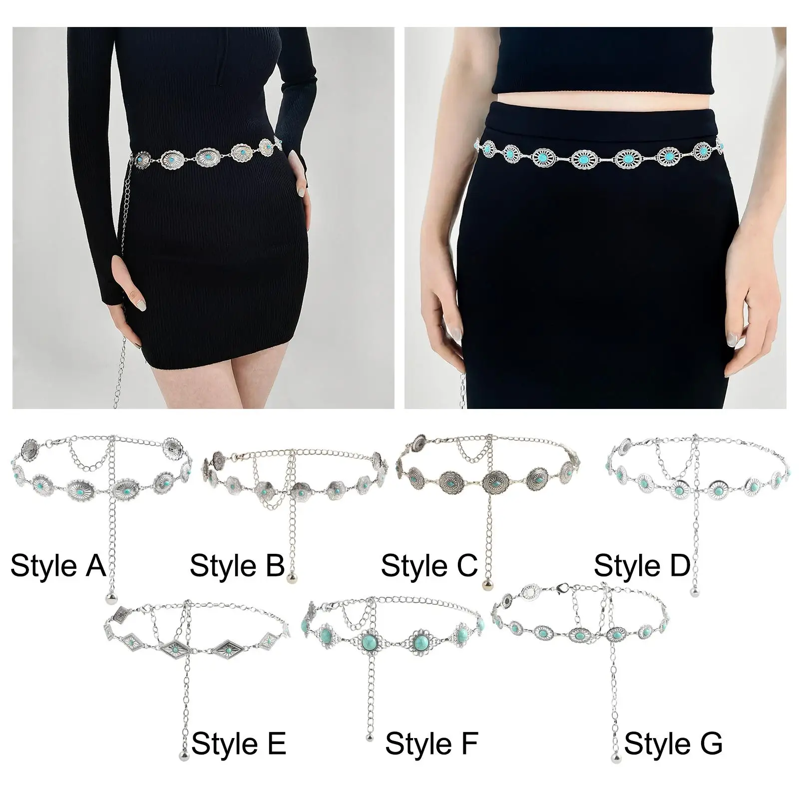 Metal Waist Chain Belt for Women Casual Belly Chain Metal Belt Fashion Decorative Waistband for Dresses Shirts Costume Jeans