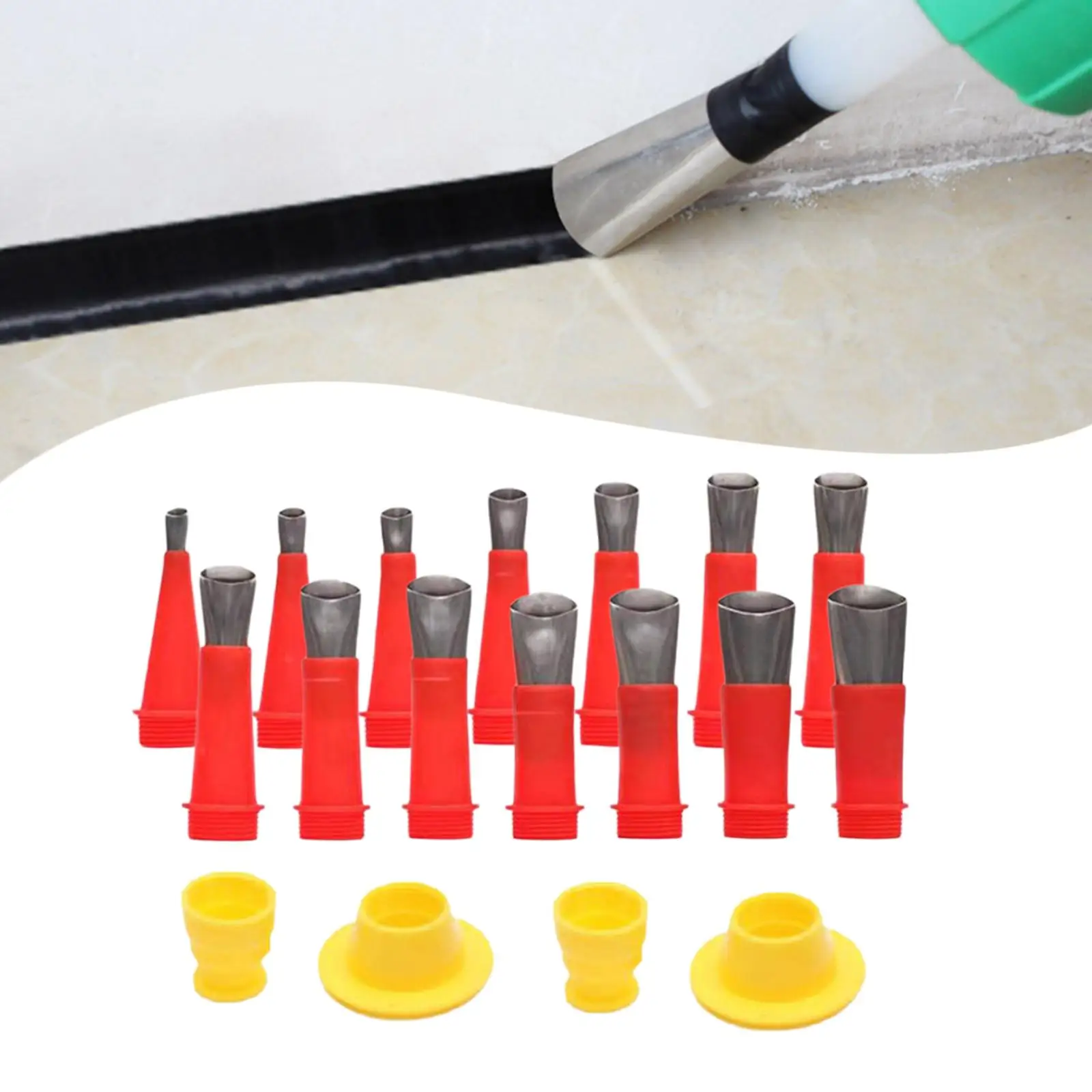 18 Pieces Perfect Caulking Finisher Tool Kit Nozzle Stainless Set Great Tools Reuse Glue for Kitchen Window Sink Joint Bathroom