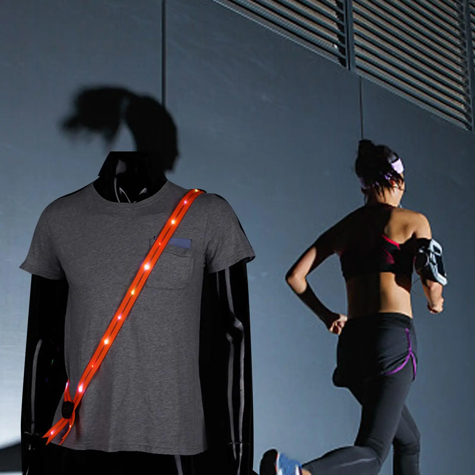 LED Lights Belt Running Gear Shoulder Straps for Walking Jogging Men Women