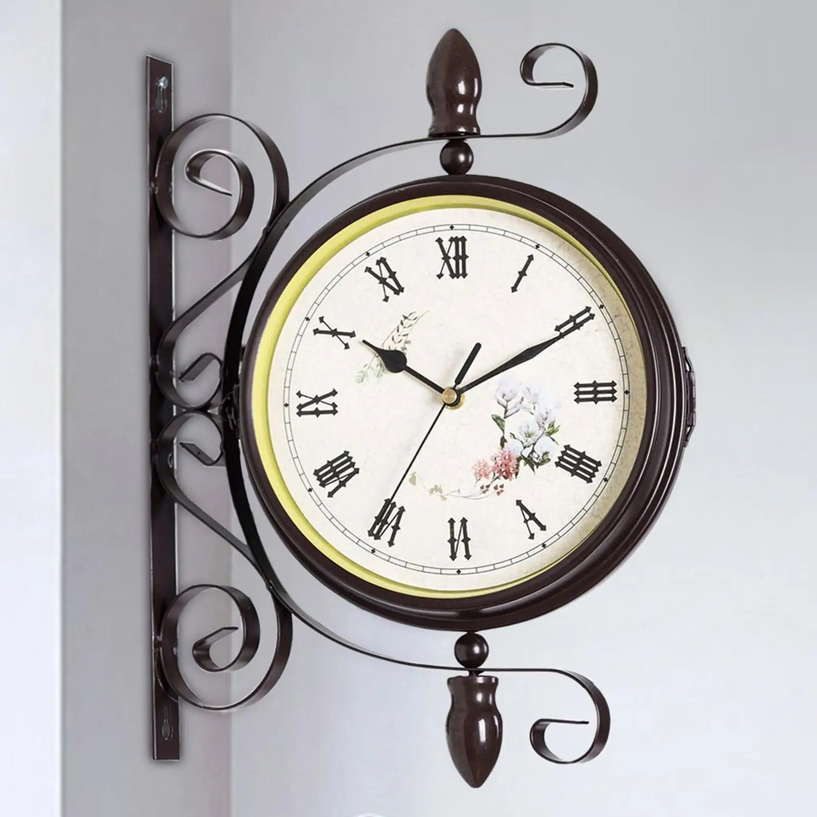 Antique Style Double Side Wall Clock Decoration Hanging Clocks for Patio