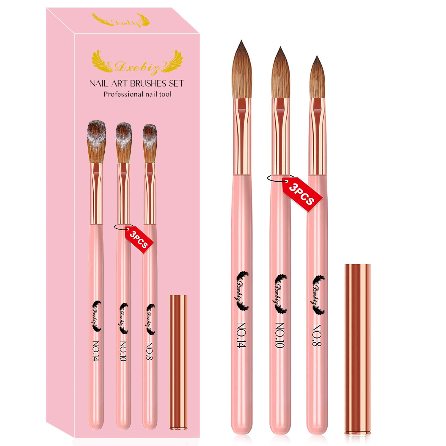 Best of 3pcs Kolinsky Acrylic Nail Brush Set Size 8 / 10 / 14 For Acrylic Powder Application Brushes Art Extension & Carving Salon Home Reviews & Tips