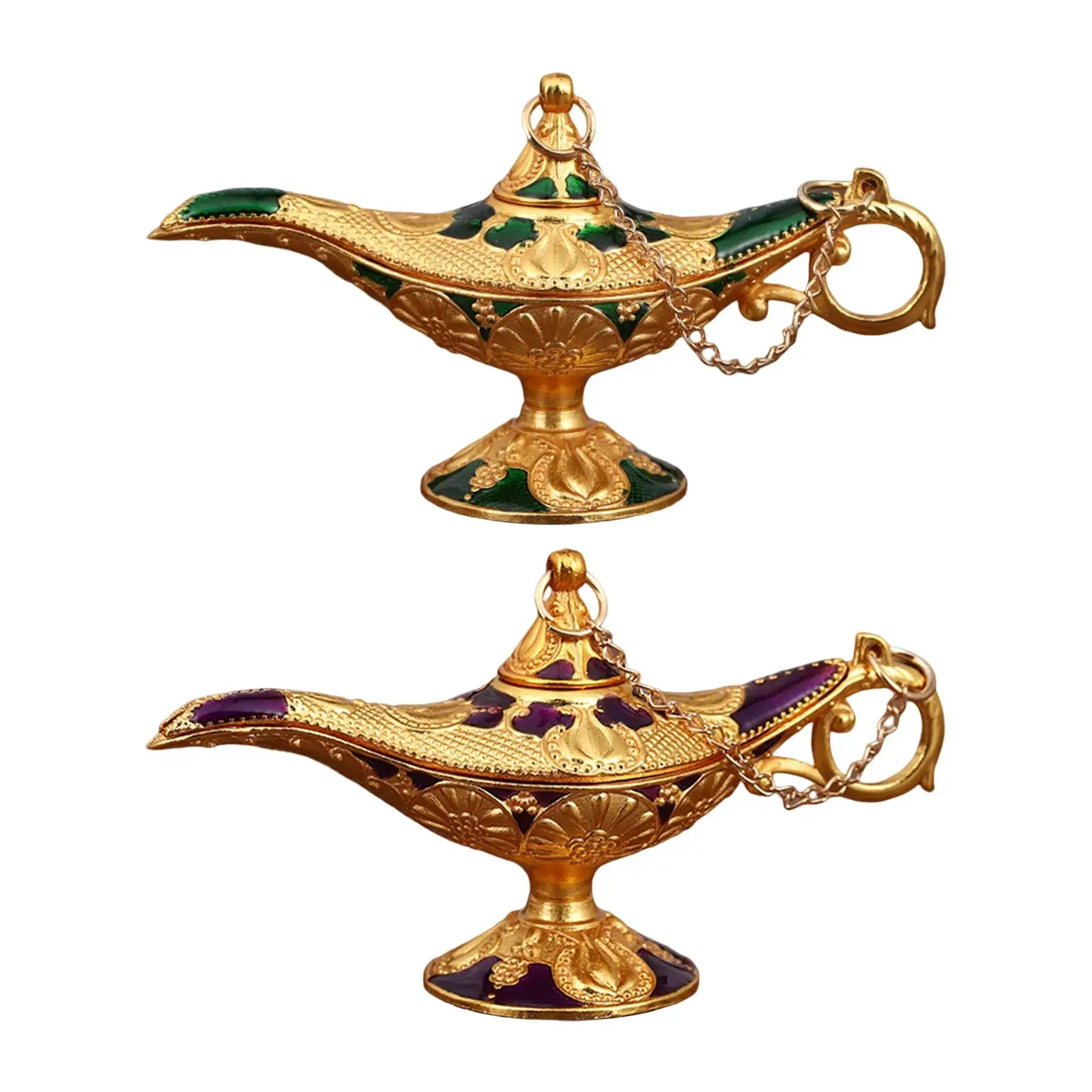 Genie Lamp Desktop Ornament Classic Arabian Stage Show Props Wishing Light for Birthday Gift Wedding Party Living Room Table